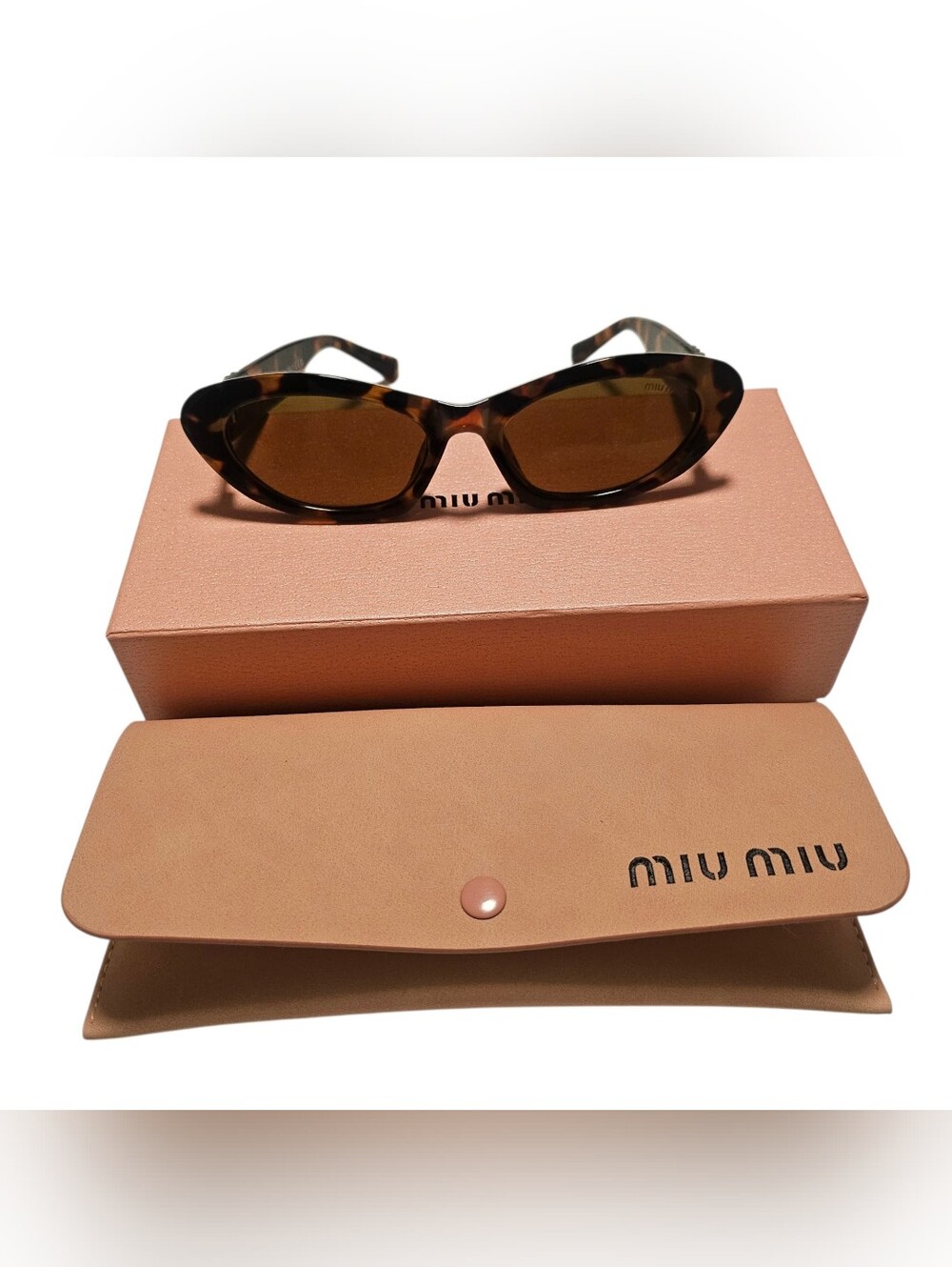 🔥NEW✨ Miu Miu ✨ Authentic Tortoiseshell Brown & Black Cat-Eye Sunglasses 😎 - Picture 9 of 16